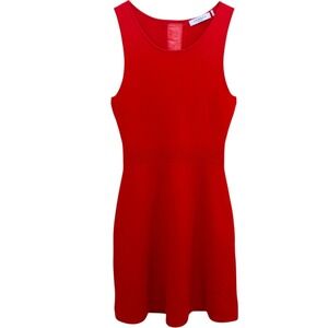 Sandro Paris Red Sleeveless Fit and Flare Knit Dress Open Back Detail Size 2